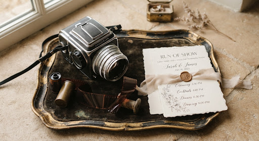 Fine art 35mm film camera and calligraphed master timeline notes